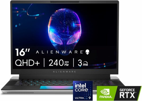 Alienware X16 R2 Gaming Laptop - 16-inch QHD+ 240Hz 3ms Display, Intel Core Ultra 9-185H, 32GB LPDDR5X RAM, 1TB SSD, NVIDIA GeForce RTX 4080 12GB GDDR6, Windows 11 Home, Onsite Service - Lunar Silver - For Sale - Price