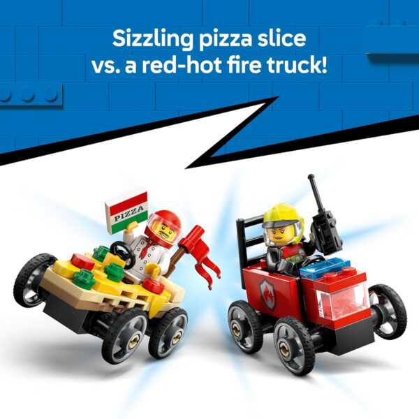 LEGO City Pizza vs. Fire Truck Race Car Pack Toy - Building Toy for Kids, Boys and Girls, Ages 5+ - Gift for Birthdays and Holidays - Includes Chef and Firefighter Minifigures - 60458 - For Sale - Price - Image 3