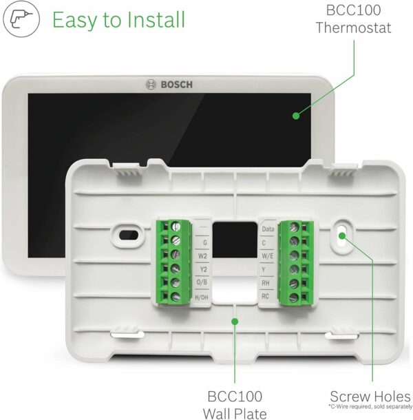 Bosch Large 5-Inch Full-Color Touch Screen Sleek Easy Setup Connected Control Smart Phone Wi-Fi Thermostat for 24V HVAC Systems with Bosch Connected Control App - For Sale - Price - Image 6