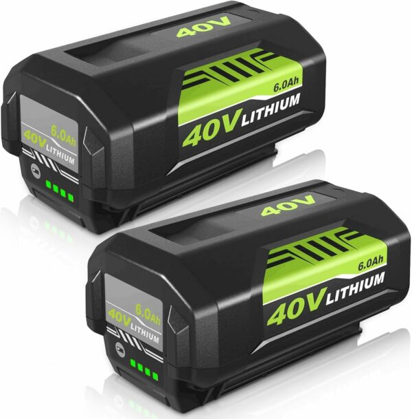 2Pack 6.0Ah OP40601 Replacement for Ryobi 40V Battery Compatible with Ryobi 40 Volt Battery Lithium OP4040 OP40401 OP4026 OP40261 OP4050 OP40201 Compatible with Ryobi Battery 40V Power Tools (Green) - For Sale - Price