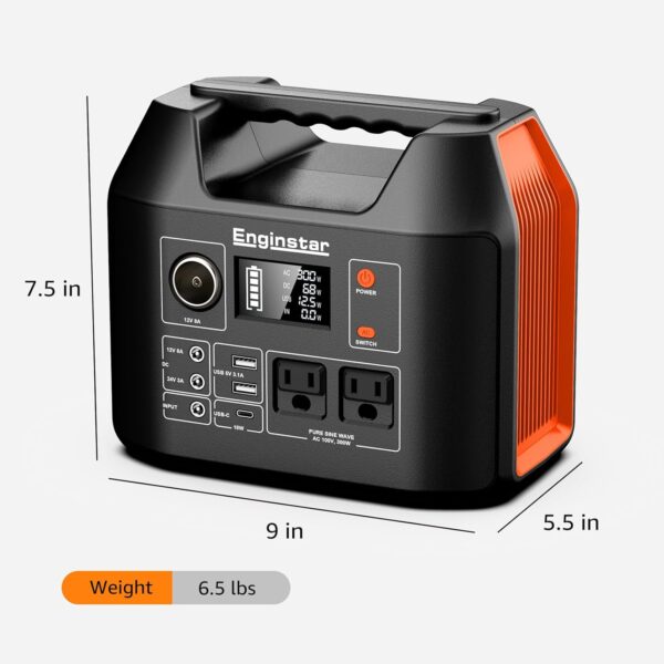 EnginStar Portable Power Station 300W 296Wh Battery Bank with 110V Pure Sine Wave AC Outlet for Outdoors Camping Hunting and Emergency, 80000mAh Backup Battery Power Supply for CPAP - For Sale - Price - Image 4