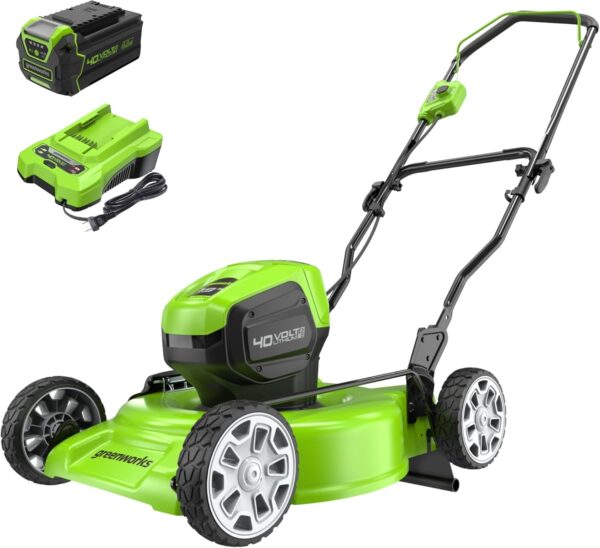 Greenworks 40V 19" Brushless (Push) Cordless Lawn Mower, 4.0Ah Battery and Charger - For Sale - Price