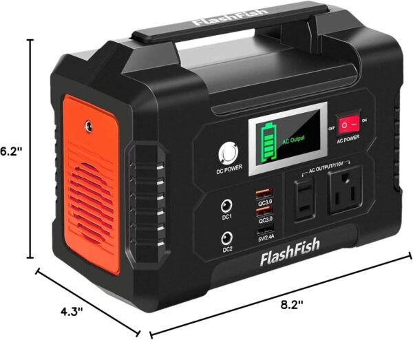 200W Portable Power Station, FlashFish 40800mAh Solar Generator With 110V AC Outlet/2 DC Ports/3 USB Ports, Backup Battery Pack Power Supply for CPAP Outdoor Advanture Load Trip Camping Emergency. For Sale - Price - Image 9