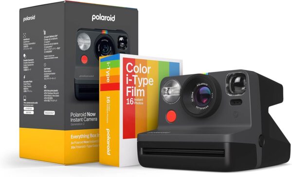 Polaroid Now 2nd Generation I-Type Instant Camera + Film Bundle - Now Black Camera + 16 Color Photos (6248)- Black - For Sale - Price