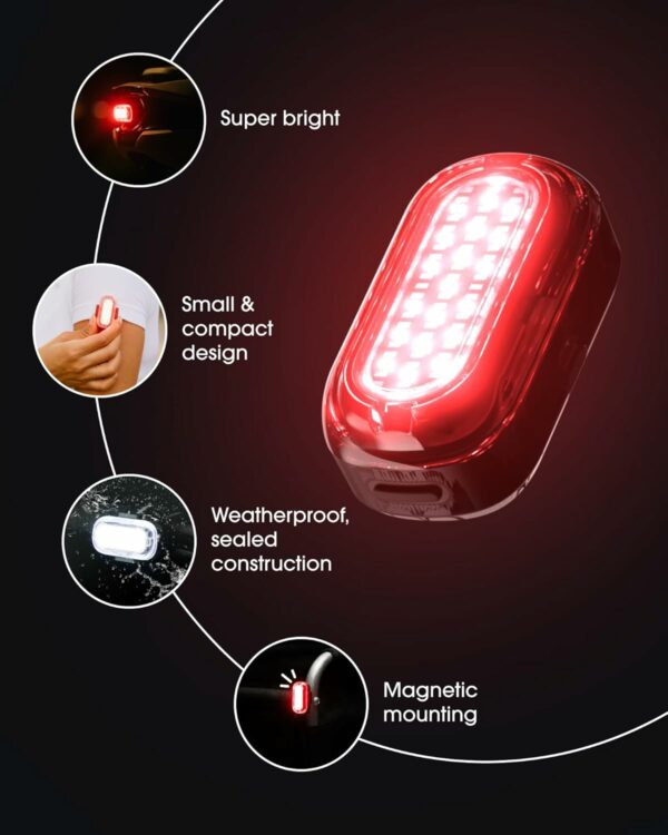 Lumos Firefly Mini Smart Bike Light System,Sync Turn Signal & Brake Lights, Rechargeable LED Front & Rear Lights with Custom Brightness, Flash Patterns, Bicycle Accessories for Night Riding - For Sale - Price - Image 4