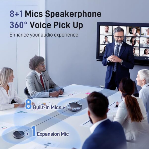 EMEET Conference Speaker and Microphone w/8+1 Mics, 360° Voice Pickup, Noise Reduce, Bluetooth/USB/Dongle Speakerphone for 14 People w/Daisy Chain for 25, Compatible w/Leading Platforms, 2024 Version - For Sale - Price - Image 2