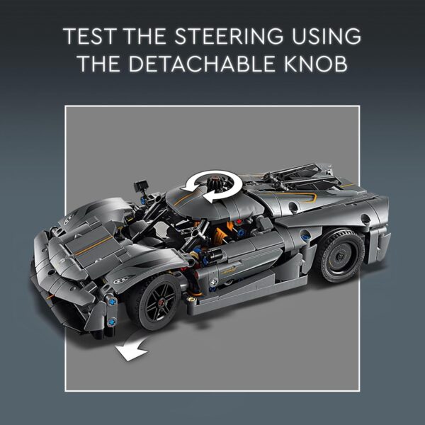 LEGO Technic Koenigsegg Jesko Absolut Grey Hypercar, Sports Car Building Toy Set for Boys and Girls, Vehicle Racing Car for Kids, Buildable Model Kit, Sports Car Toy, Motor Enthusiasts’ Gift, 42173 - For Sale - Price - Image 5