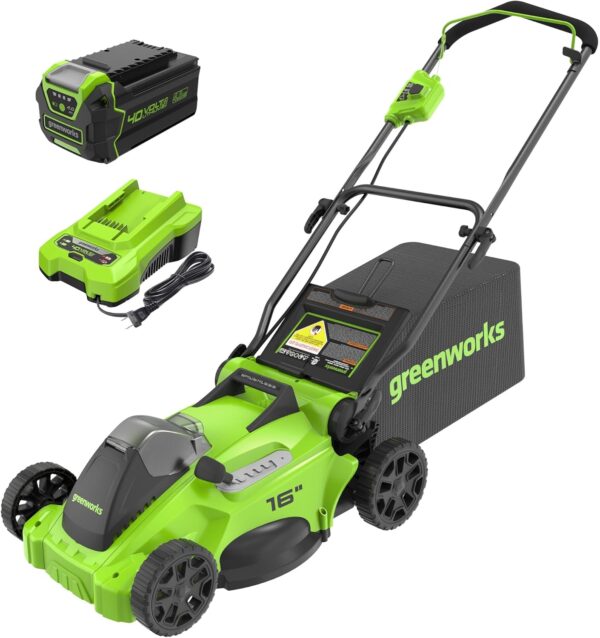 Greenworks 40V 16" Brushless Cordless (Push) Lawn Mower (75+ Compatible Tools), 4.0Ah Battery and Charger Included - For Sale - Price