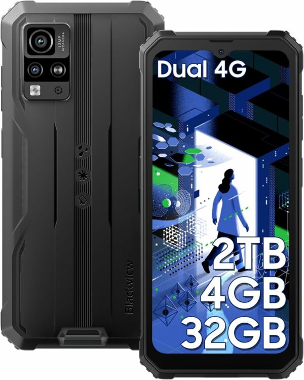 Blackview Phone BV4800, Android 4GB+32GB 2TB Expand Rugged Smartphone, 6.56" Incell Screen 5180mAh Rugged Phone, 4G T-Mobile Dual SIM Rugged Smartphone Unlocked, IP69K, 3 Card Slots/Face ID-Black - For Sale - Price