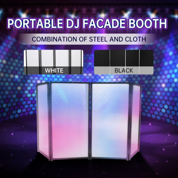 ECOTRIC Portable DJ Facade Booth Foldable Cover Screen with White/Black Facade+Cloth Frame Booth Steel +Travel Bag Case Projector Display Scrim Panel with Folding - For Sale - Price - Image 2