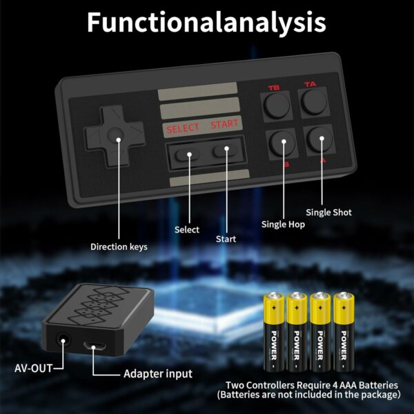 Wireless Retro Game Console, Built-in 620 Video Games Classic Mini Gaming Console with 2 Classic Wireless Controllers, AV Output 8-Bit Game System - Plug and Play - For Sale - Price - Image 5