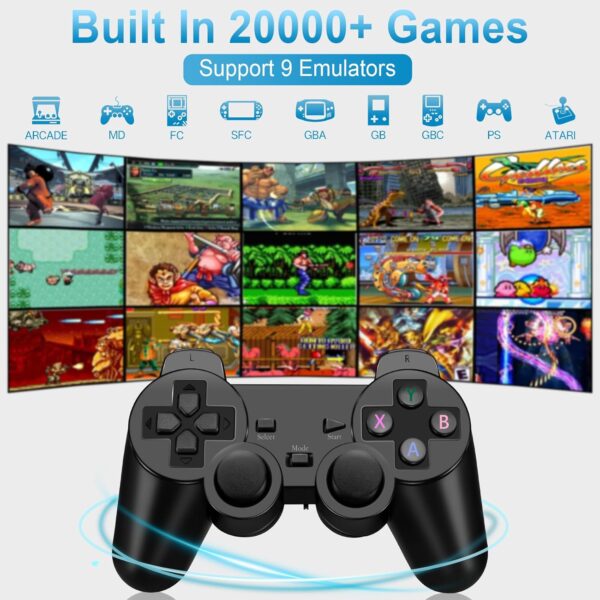 Wireless Retro Game Console Stick, Upgrade Retro Video Gaming Stick Built in 20000+ Games with 9 Emulators,4K HDMI Output with 2 Pack 2.4G Wireless Controllers，Game Emulator Console 2024（64GB） Black - For Sale - Price - Image 2