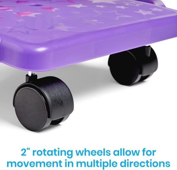 hand2mind Purple Indoor Scooter Board with Safety Handles for Kids Ages 6-12, Plastic Floor Scooter Board with Rollers, Physical Education for Home, Homeschool Supplies (Pack of 1) - For Sale - Price - Image 3