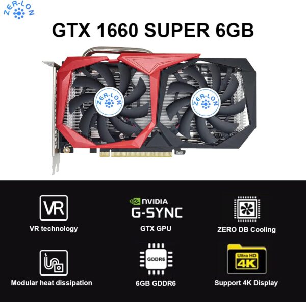 GeForce GTX 1660 Super 6GB Graphics Cards, GDRR6 192Bit PCIE 3.0X16 Computer Gaming Gpu, Dual Freeze Fans Video Card with HDMI/DP/DVI Ports Support 4K and 8K HD - For Sale - Price - Image 3