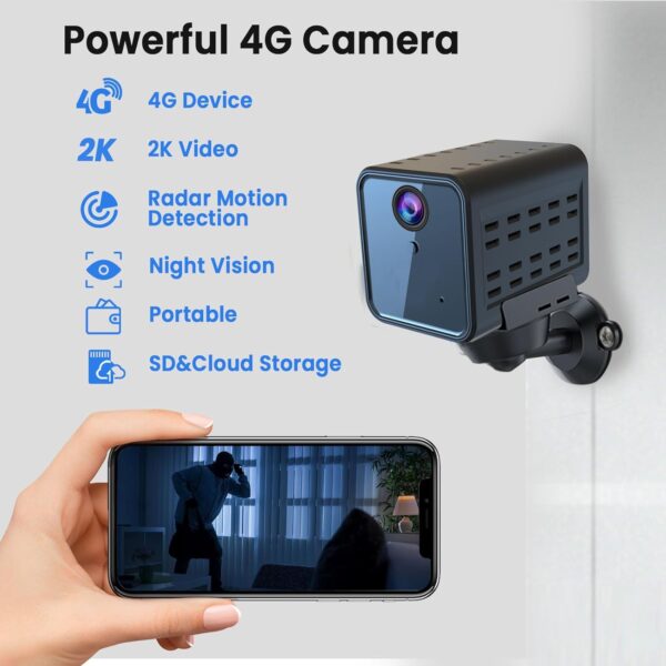 No WiFi Security Camera, Cellular Security Camera, SIM Card Included, Not Support WiFi, Radar Motion Sensor, FHD 4G Car Security Camera, 20-Day Standby Battery Life, Portable Cellular Trail Cameras - For Sale - Price - Image 2