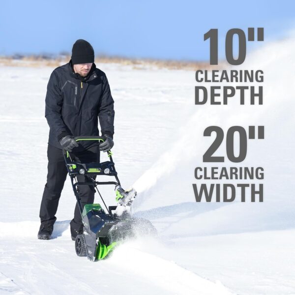 Greenworks 80V (75+ Compatible Tools) 20” Brushless Cordless Snow Blower, 2.0Ah Battery and Charger Included - Image 3