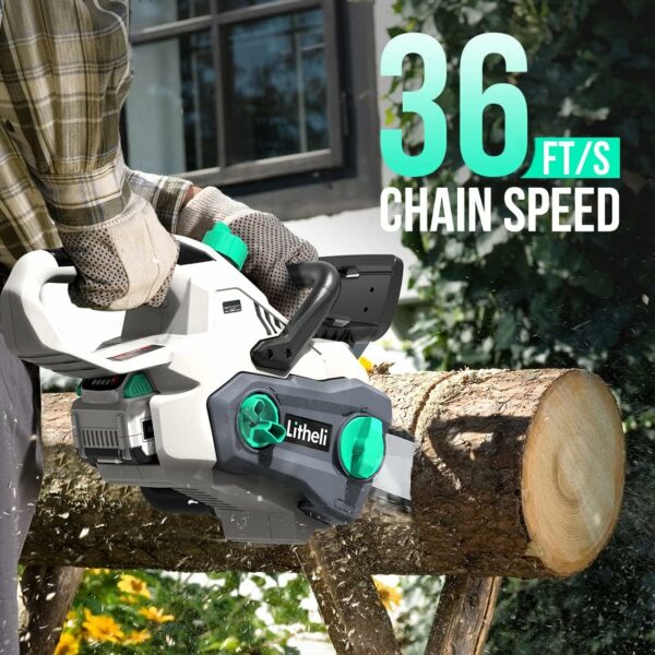 Litheli 40V Battery Chainsaw, 14''Cordless Chainsaw with Brushless motor and 2.0Ah Battery and Charger Included, Chain Saw for Trees,Pruning, Branch Cutting, Yard, Garden. - For Sale - Price - Image 3