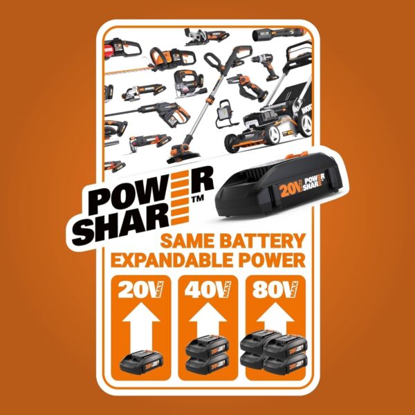 WORX Nitro 40V WG585 Leaf Blower Cordless with Battery & Charger, PowerShare, Blowers for Lawn Care Up to 165 MPH 620 CFM, Lightweight with High-Power Turbine Fan and Brushless Motor - Image 9