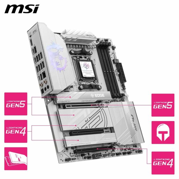 MSI MPG X870E Edge TI WiFi Motherboard, ATX - Supports AMD Ryzen 9000/8000 / 7000 Processors, AM5-80A SPS VRM, DDR5 Memory Boost 8400+MT/s (OC), PCIe 5.0 x16, M.2 Gen5, Wi-Fi 7, 5G LAN - For Sale - Price - Image 5