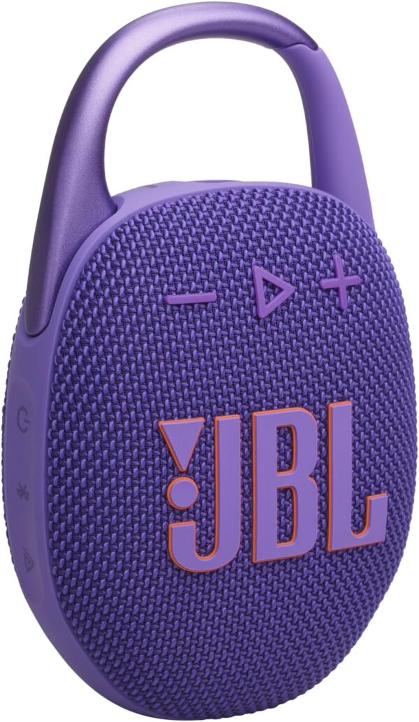 JBL Clip 5 - Ultra-Portable, Waterproof & Dustproof Bluetooth Speaker, Big Pro Sound with Punchy bass, Integrated Carabiner, Up to 12 Hours of Play, Made in Part with Recycled Materials (Purple) - For Sale - Price - Image 4