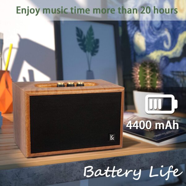 Retro Wooden Bluetooth Speaker, KONEX 40W Vintage Portable Wireless Speaker, Bluetooth 4.2 Heavy Bass Music Player, 20H Long Playtime, Outdoor Speaker for Home, Office, Party, Gift for Friend - For Sale - Price - Image 5