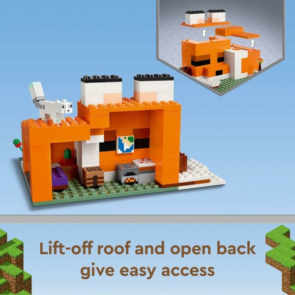 LEGO Minecraft The Fox Lodge House 21178 Animal Toys with Drowned Zombie Figure, Birthday Gift for Grandchildren, Kids, Boys and Girls Ages 8 and Up - For Sale - Price - Image 3