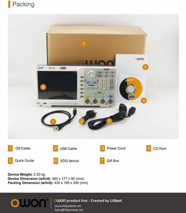 OWON XDG3202 2CH 200MHz 1.25GSa/s 14 bits Touch Screen Arbitrary Waveform Generator For Sale - Price - Image 2