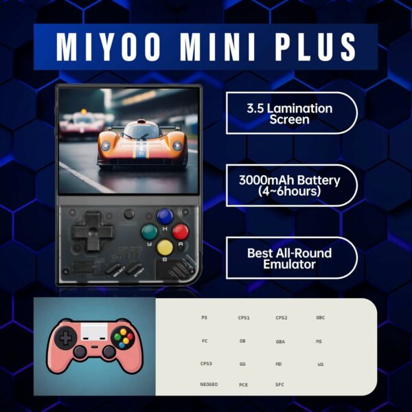 Miyoo Mini Plus, Retro Gaming Console with 64G Memory Card, 3.5-inch IPS Screen, 3000mAH Long Endurance Battery，with Storage Case, Support 10000+ Games (White 64G) - For Sale - Price - Image 2