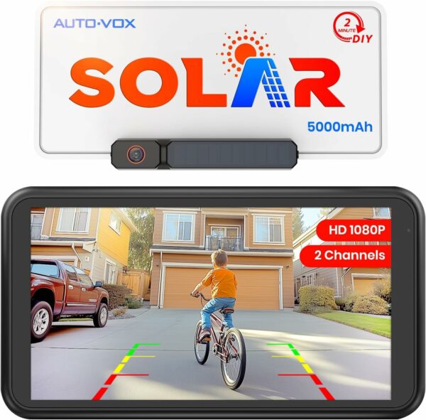 AUTO-VOX Solar Wireless Backup Camera with 5" 1080P Monitor: 5000mAh Battery 2 Mins DIY Installation & 2 Split Screen Back Up Camera, IP69K Waterproof Reverse Camera for Car, Van, SUV, Truck, Trailer - For Sale - Price