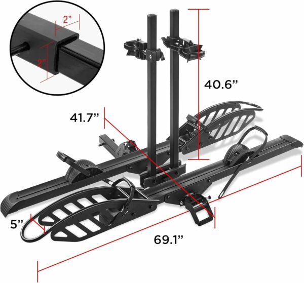 E-Bike Rack Hitch Mount Platform Style for Cars Trucks SUVs Minivans RV, fits E-Bike with Up to 5-inch Fat Tire Carrier Rack 200 lbs Capacity - For Sale - Price - Image 8