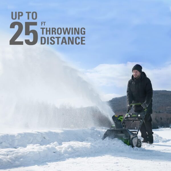 Greenworks 80V (75+ Compatible Tools) 20” Brushless Cordless Snow Blower, 2.0Ah Battery and Charger Included - Image 4