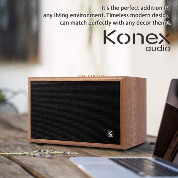 Retro Wooden Bluetooth Speaker, KONEX 40W Vintage Portable Wireless Speaker, Bluetooth 4.2 Heavy Bass Music Player, 20H Long Playtime, Outdoor Speaker for Home, Office, Party, Gift for Friend - For Sale - Price - Image 8