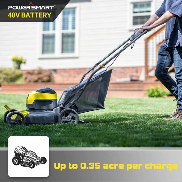 Walk-Behind Lawn Mowers 17 Inch 3 in 1 40V Cordless Electric Lawn Mower with 5 Position Mowing Heights Adjustment No Gas and Emissions, Push Button Start, Less Noise Outdoor Power Push Lawnmower Tools - For Sale - Price - Image 3