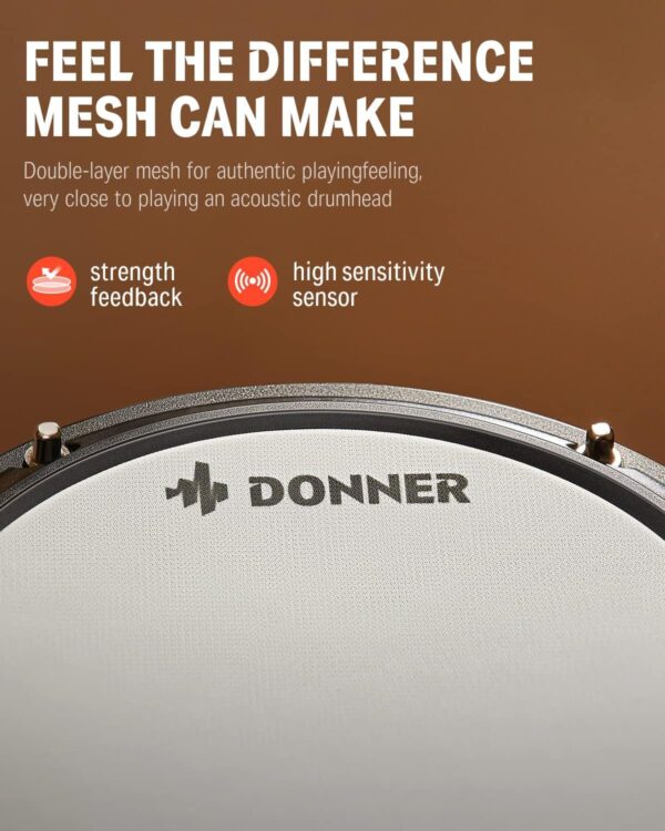 Donner DED-80 Electronic Drum Set with 4 Quiet Mesh Pads, 180+ Sounds, 2 Pedals, Throne, Headphones, Sticks, and Melodics Lessons - For Sale - Price - Image 7