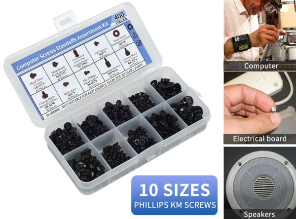 400PCS Computer Screws Motherboard Standoffs Assortment Kit for Universal Motherboard, HDD, SSD, Hard Drive,Fan, Power Supply, Graphics, PC Case for DIY & Repair - For Sale - Price - Image 7