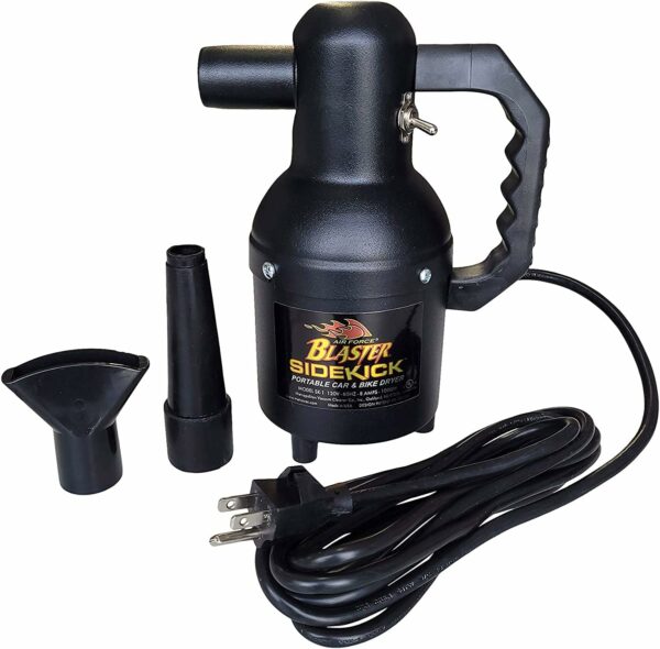 METROVAC SK-1-25 Sidekick Blower System - Heavy Duty Car & Motorcycle Cleaner, Dryer - Powerful Compact Air Duster - Portable Car Cleaning Supplies w/ 1.3 Peek HP 120V