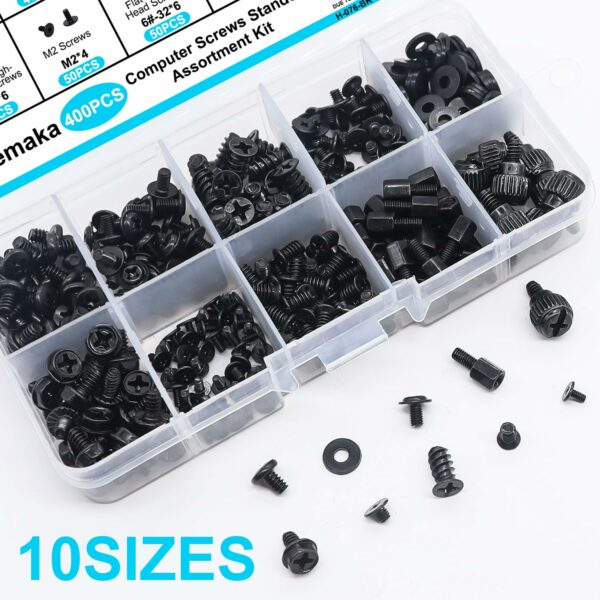 400PCS Computer Screws Assortment Kit, Motherboard Standoffs Screws PC Screws for Universal Motherboard, SSD, Hard Drive, PC Case, PC Fan, for DIY PC Installation and Repair - For Sale - Price - Image 5