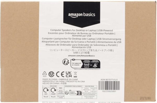 Amazon Basics USB-Powered Computer Speakers for Desktop or Laptop PC with Volume Control, Plug-N-Play, Black - For Sale - Price - Image 9