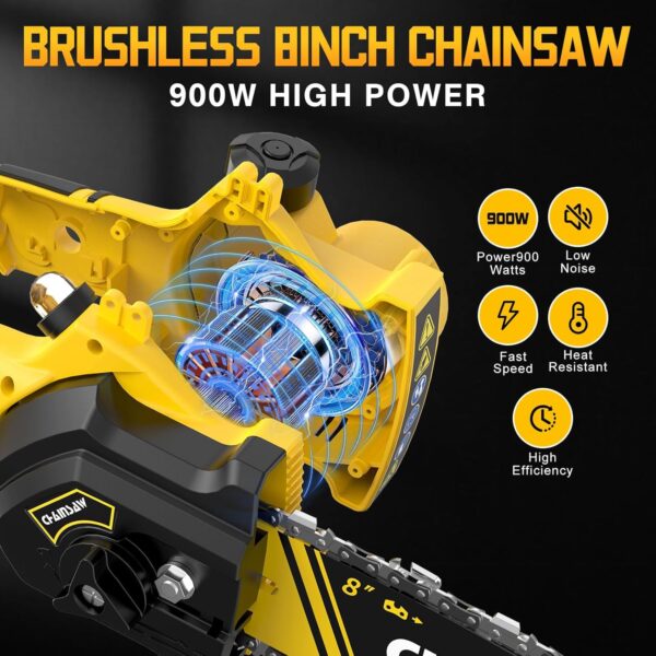 2-in-1 Cordless Pole Saw, 8 Inch Brushless Pole Chainsaws Compatibility with DEWALT 20V MAX Battery, 8 lb Lightweight, Auto Oiling, 14.8 FT MAX Extension Pole Saws for Tree Trimming - For Sale - Price - Image 5