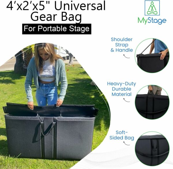 2 Portable Stage w/2 Satin Skirt & 2 Gear Bag - Performance Floor Versatile Platform Modular System Stage - DJ, Drum, Camera Stage Riser - Easy to Carry & Assemble, Transport (Black) - For Sale - Price - Image 5