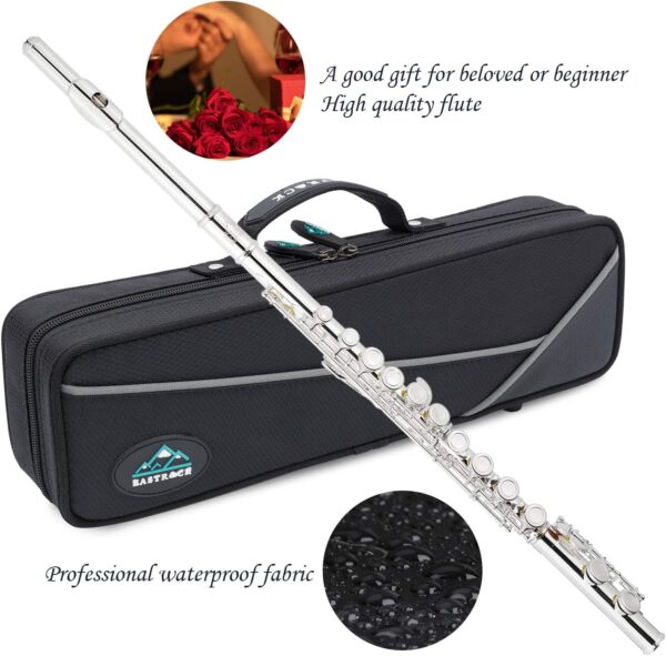 EASTROCK Silver Plated Flute Instrument for Beginner Kids Student，Closed Hole Flutes 16 Keys C Flute with Carrying Case,Stand，Cleaning kit，Gloves，Tuning Rod(Silver Plated) - For Sale - Price - Image 4