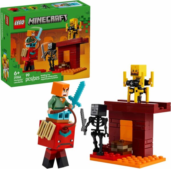 LEGO Minecraft The Nether Lava Battle Toy and Playset - Building Minecraft Toy for Kids, Ages 6+ - Alex, Wither Skeleton, Blaze and Strider Figures for Pretend Play - Gift Idea for Birthdays - 21266 - For Sale - Price