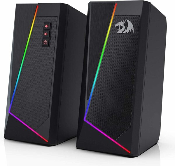 Redragon GS520 RGB Desktop Speakers, 2.0 Channel PC Computer Stereo Speaker with 6 Colorful LED Modes, Enhanced Sound and Easy-Access Volume Control, USB Powered w/ 3.5mm Cable - For Sale - Price - Image 9