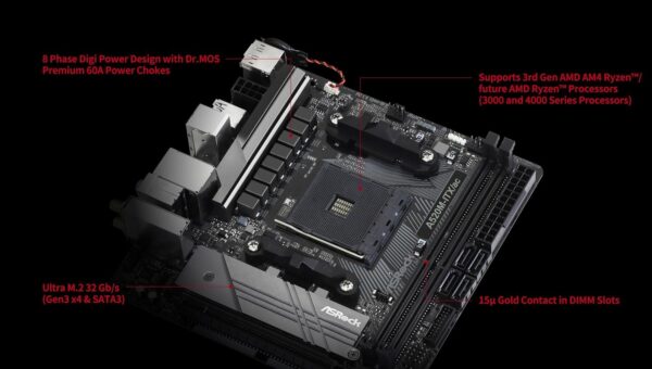 ASRock A520M-ITX/AC Supports 3rd Gen AMD AM4 Ryzen™ / Future AMD Ryzen™ Processors (3000 and 4000 Series Processors) Mini ITX Motherboard - For Sale - Price - Image 4