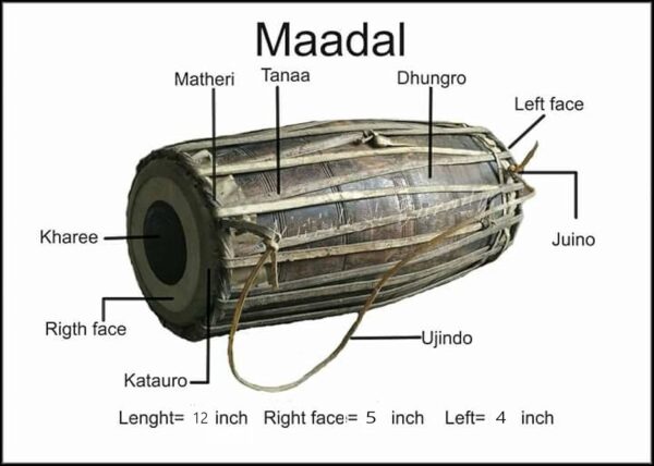 Madal Drum Wooden Nepali Folk Instrument Authentic Design Hand Carved Drum for Fun, Musical Instrument for All Age Groups of Musicians - Gift Party Supplies Birthday Party Favor Red - For Sale - Price - Image 3