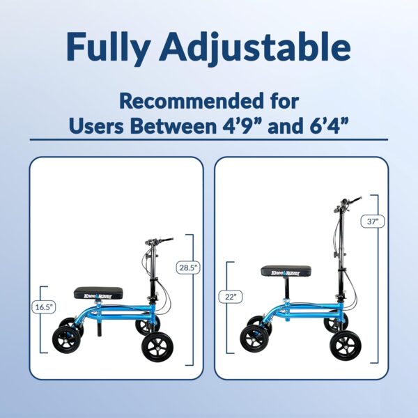 KneeRover Economy Knee Scooter Steerable Knee Walker for Adults for Foot Surgery, Broken Ankle, Foot Injuries - Foldable Knee Rover Scooter for Broken Foot Injured Leg Crutch with Dual Brakes (Blue) - For Sale - Price - Image 3