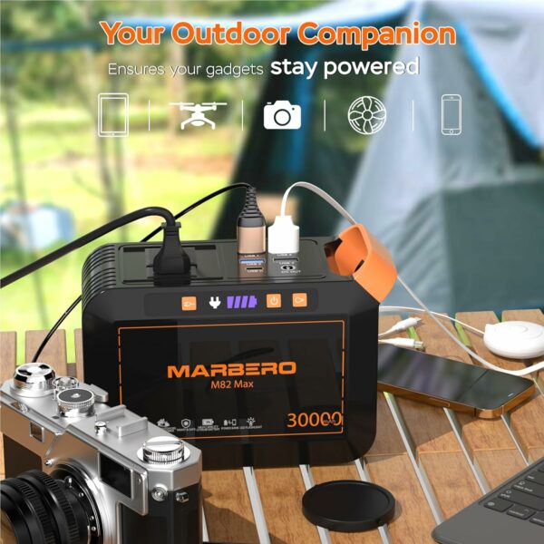 MARBERO Solar Generator 111Wh Portable Power Station with Solar Panel 30W Included Solar Power Bank with AC Outlet 120W Surge for Home Outages Camping Outdoor Adventure Emergency - For Sale - Price - Image 2