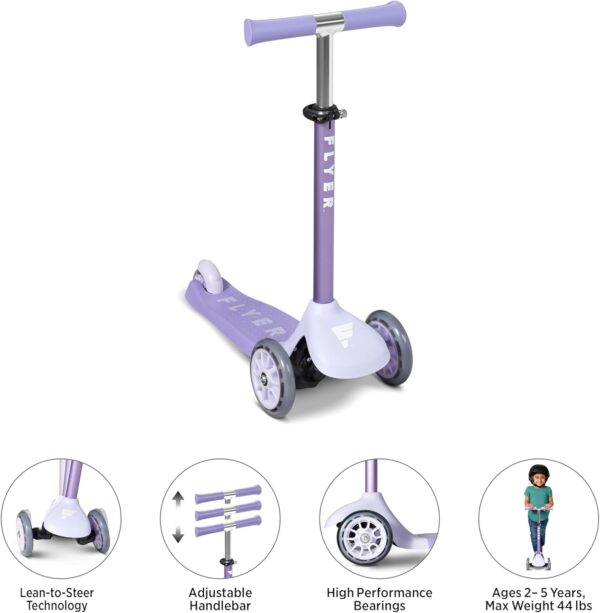 Flyer Glider Jr., Radio Flyer Lean to Steer Toddler Scooter, Purple, for Kids Ages 2-5 Years - For Sale - Price - Image 2