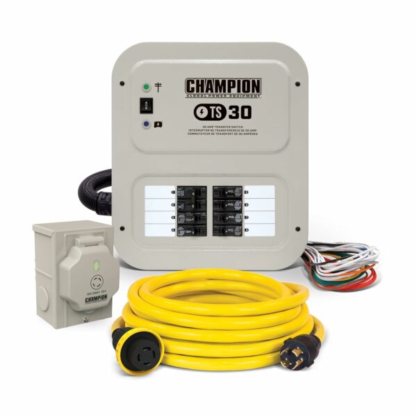 Champion Power Equipment 30-Amp Indoor-Rated Manual Transfer Switch with 25-Foot Generator Power Cord and Weather-Resistant Power Inlet Box For Sale - Price