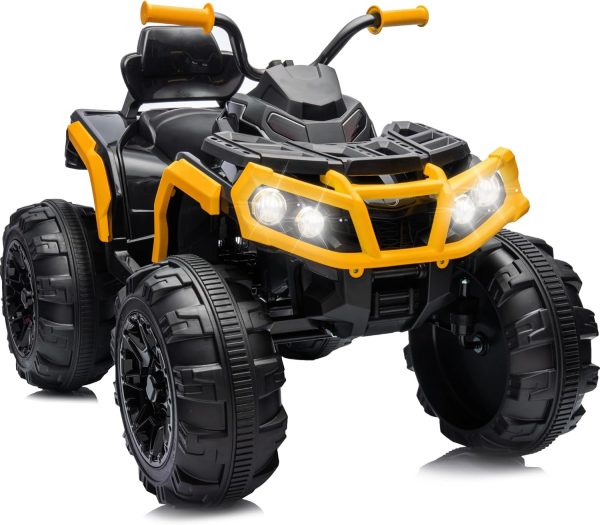 Kids ATV 4 Wheeler, 24V Electric ATV Ride On Toy for Big Kids, 400W Motor, LED Lights - Yellow, Price For Sale